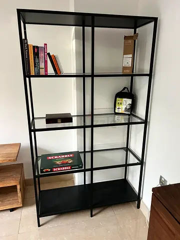 IKEA VITTSJÖ Shelving Unit – Black/Brown  Glass – Excellent Condition