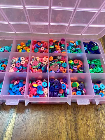Assorted Colorful Beads and Charms Kit in Storage Box