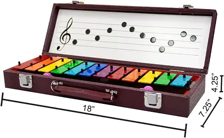 Kids Basic Beat BB12B 12-Note Glockenspiel Kit - Colored Bells, Hard-Shell Case