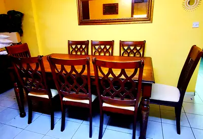 Solid Wood 8-Seater Mahogany Dining Table with Chairs - Classic Design from Home Center