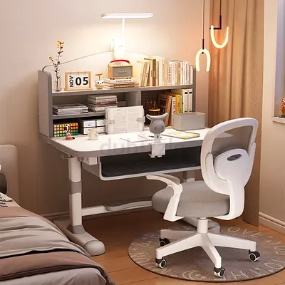 Height-Adjustable Kids/Study Desk with Bookshelf and Ergonomic Chair-301