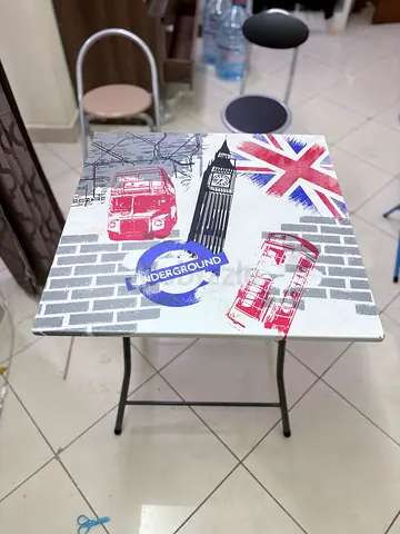 Foldable Square Side Table with London Print