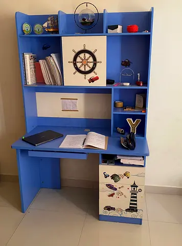 Study Table (White with Blue) for Sale