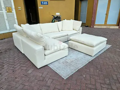 Modular marina home luscious feather filled sofa with footstool