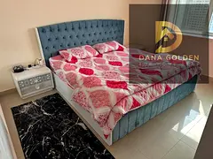 Two bedrooms, a living room, two bathrooms, and a balcony for rent. Fully furnished with internet ac