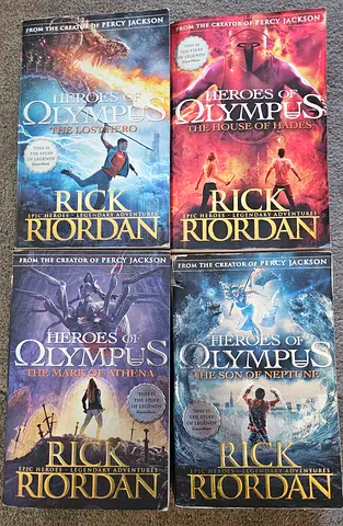 Heroes of Olympus quartet by Rick Riordan - set of 4 paperback novels