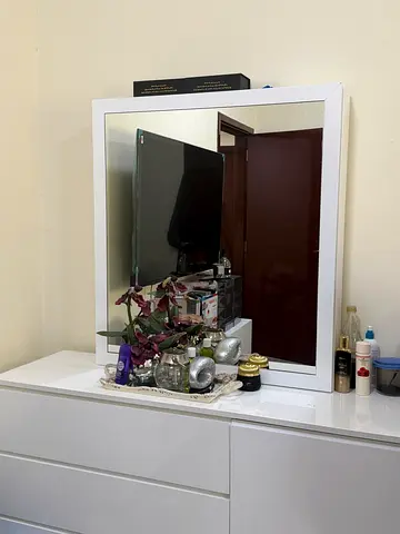 White Dresser with Large Mirror - Good Condition