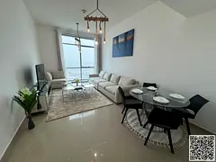 With a sea view, a luxurious one-bedroom apartment with a living room and balcony is available for m