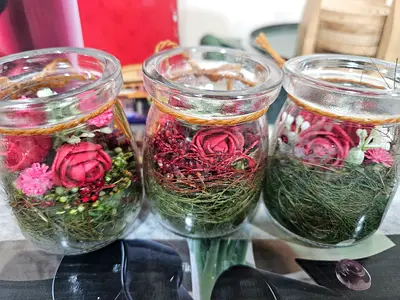 Rustic Rose Glass Jar Trio – Elegant Floral Home Décor Set