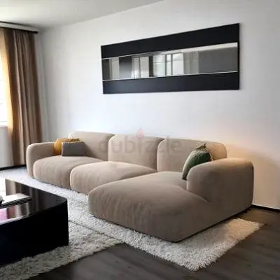 Modern Beige Modular Sofa - 3-Seater Low Profile