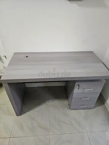 Light Grey Wooden Office Desk with 3 Drawers