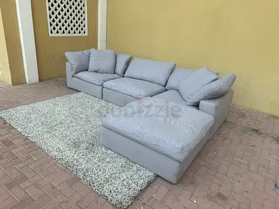 Gray marina home luscious feather filled sofa with footstool