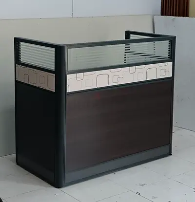 Used Office Reception Counter / Front Desk - Dark Wood Finish-109-100