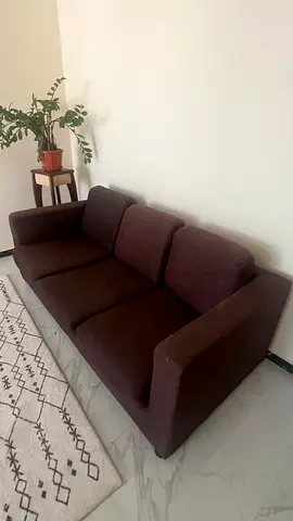 3-seater brown fabric sofa - good condition