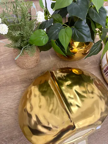 Gold Decorative Heart Trinket Box with Faux Plants (Set)