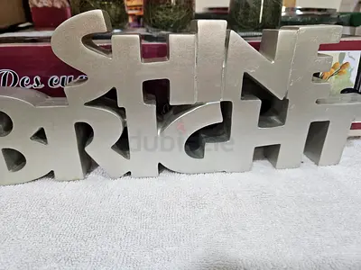“Shine Bright” Wooden Decorative Sign – Metallic Champagne Finish