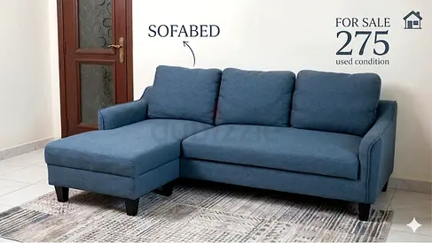 Blue L-shaped Sofabed  Good Used Condition