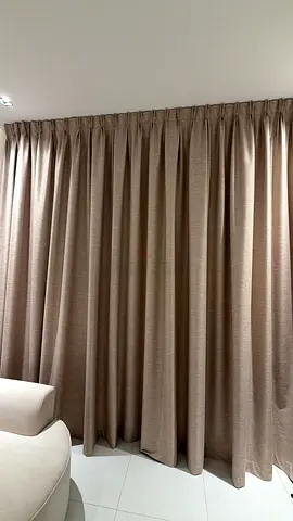 Beige Fabric Curtains - Full-Length, Gently Used