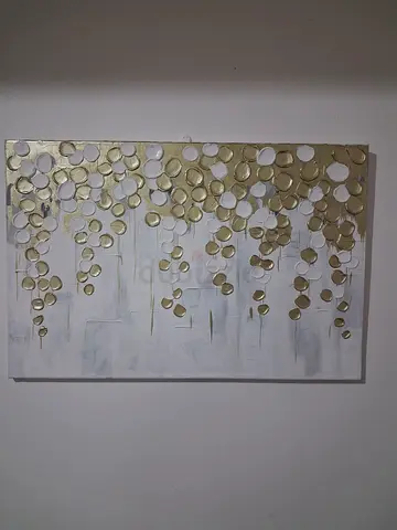 Abstract Gold  White Textured Wall Art Canvas
