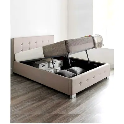 Upholstered Storage Bed with Lift-Up Mattress (Double/Queen)