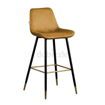 Comfortable Velvet Counter Bar Stool with Gold Accents