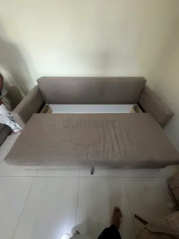 Gray Fabric Sofa Bed - Compact, Good Condition