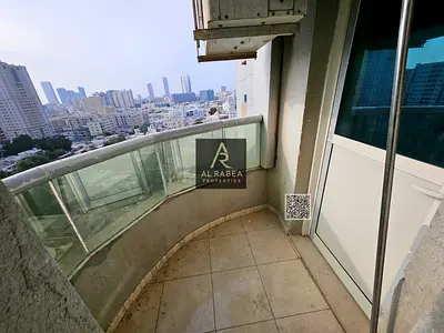 For annual rent in Ajman, in the Orient Towers: rooms, a living room, and 2 bathrooms; spacious areas.