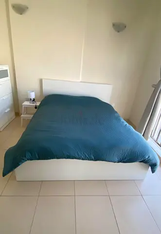 White Double Bed Frame with Headboard - Good Condition