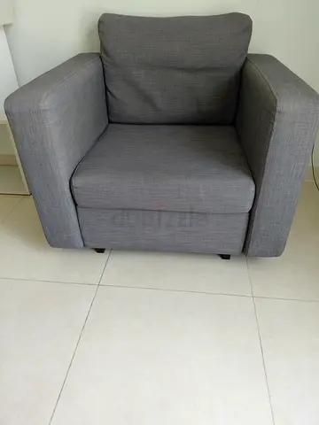 Grey Fabric Armchair sofa bed - Single Seater, Good Condition