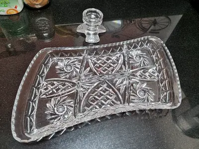 Russian Crystal Tray Candle Holder
