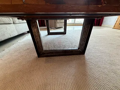 Solid Wood Coffee Table with Metal Legs - Rustic Design