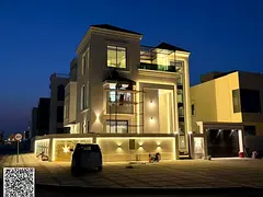 A villa with a unique and very elegant classic design in a prime location in Al Zahia, with freehold