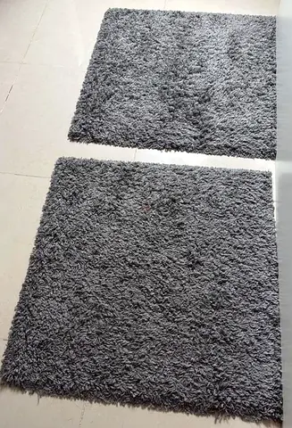 Pair of Grey Shaggy Square Rugs IKEA