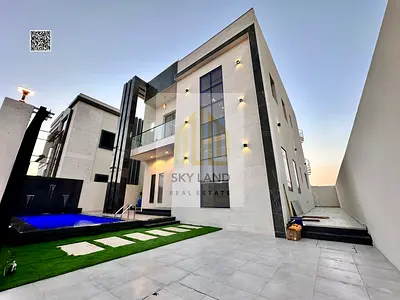 Villa with pool for sale in Al Bahia area, Ajman. Excellent location. Registration fees included. Freehold. Area: 3014 sq ft.