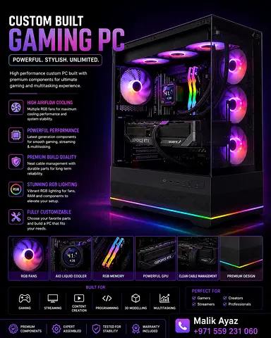 Custom Built RGB Gaming Desktop PC - High Performance