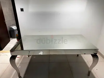 Glass Top Chrome Coffee Table with Curved Legs