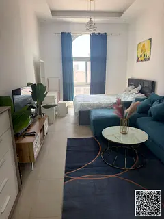 For monthly rent in Ajman - a luxurious studio with a Fully separate kitchen, fully furnished new, e