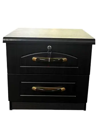Dark Wood 2-Drawer Bedside Table / Nightstand with Locks