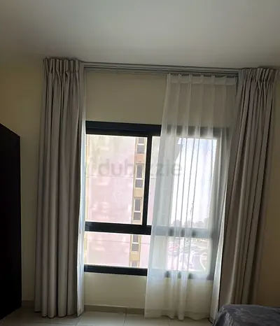 Full-Length Curtains with Sheer Panel - Set of 2 + 1 (roll-up) / living room  bed room