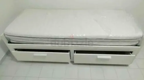 Ikea brimness Day bed frame with 2 big storage drawers underneath and with 2 Ikea mattresses is avai