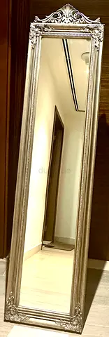 Full-length Ornate Decorative Mirror (Vintage-style, Silver Frame)