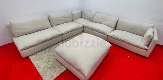 Crate and barrel unwind premium quality feather 🪶 filled modular sofa with ottoman