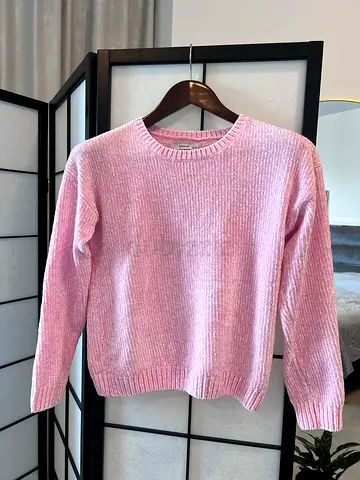 Light Pink Ribbed Knit Womens Sweater - Size XS / S