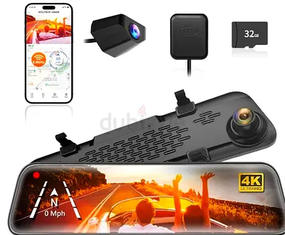 WOLFBOX G840S 12 4K Mirror Dash Cam Backup Camera
