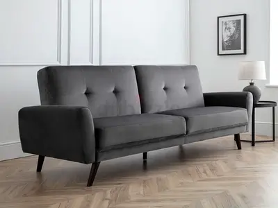 Charcoal gray velvet 3 seater sofa