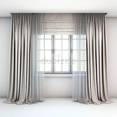 Full-Length Gray Curtains with Sheer Panel - Pair