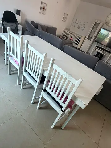 White Wooden Dining Table with 10 seats