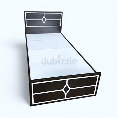 Single Bed Frame with Headboard and Footboard - Dark Wood Finish-406-90