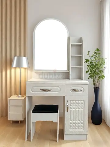 White Vanity Dressing Table with Mirror and Stool-8524