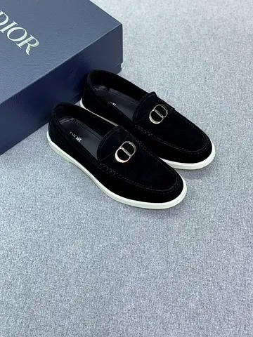 Black Suede Slip-On Loafers with Silver Buckle - Mens Casual